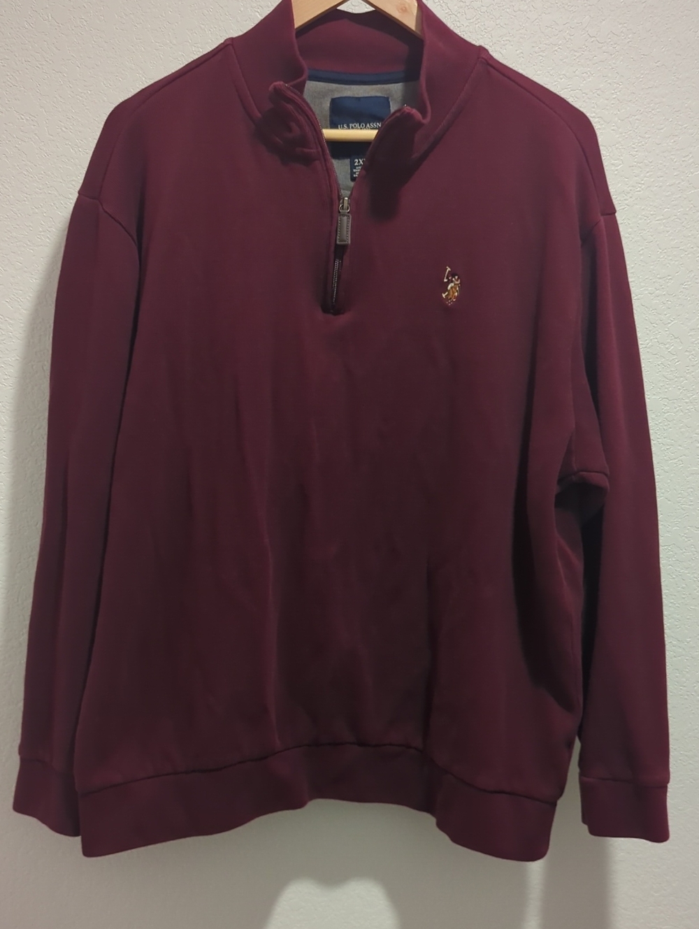 U.S. Polo Assn. Men's Burgundy Quarter-Zip Sweatshirt Men's  2XL